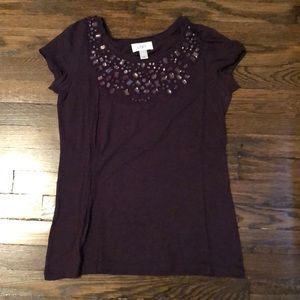 Ann Taylor Loft purple tee with rhinestones